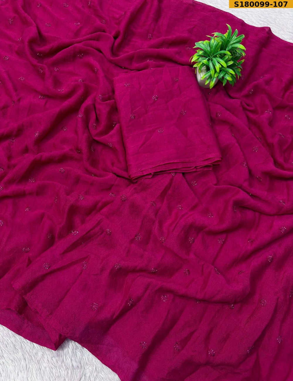 Premium Rangoli Crush Silk Saree with Elegant Sequence Embroidery