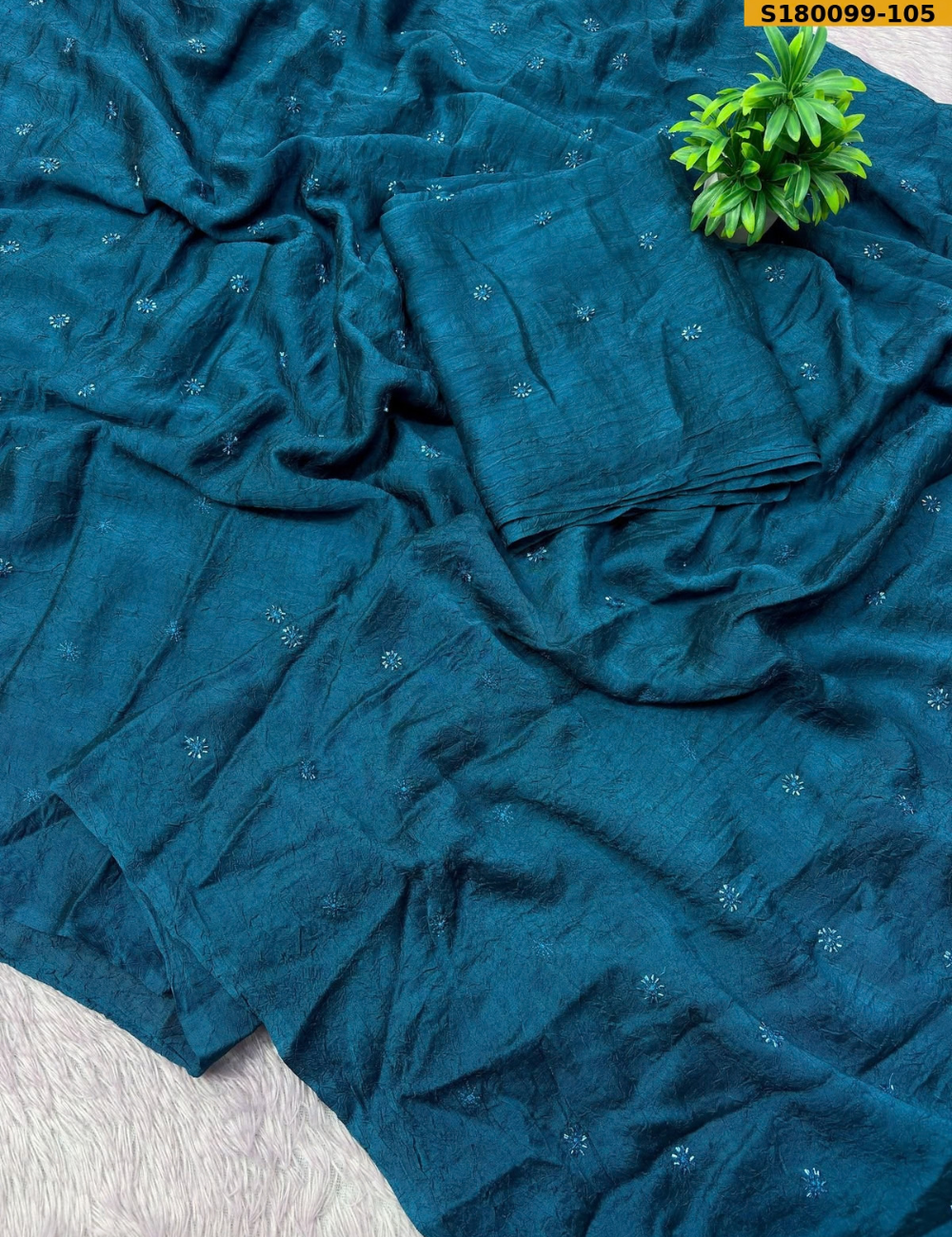 Premium Rangoli Crush Silk Saree with Elegant Sequence Embroidery