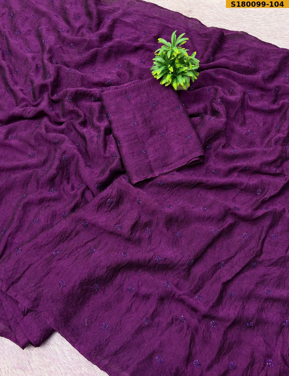 Premium Rangoli Crush Silk Saree with Elegant Sequence Embroidery
