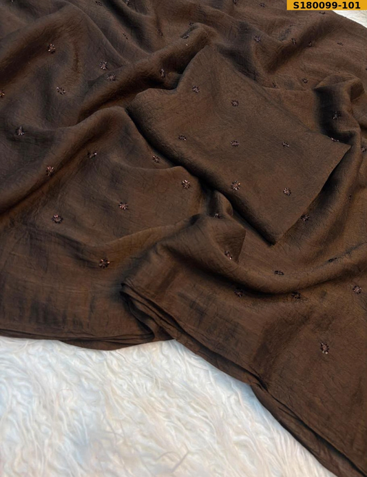 Premium Rangoli Crush Silk Saree with Elegant Sequence Embroidery