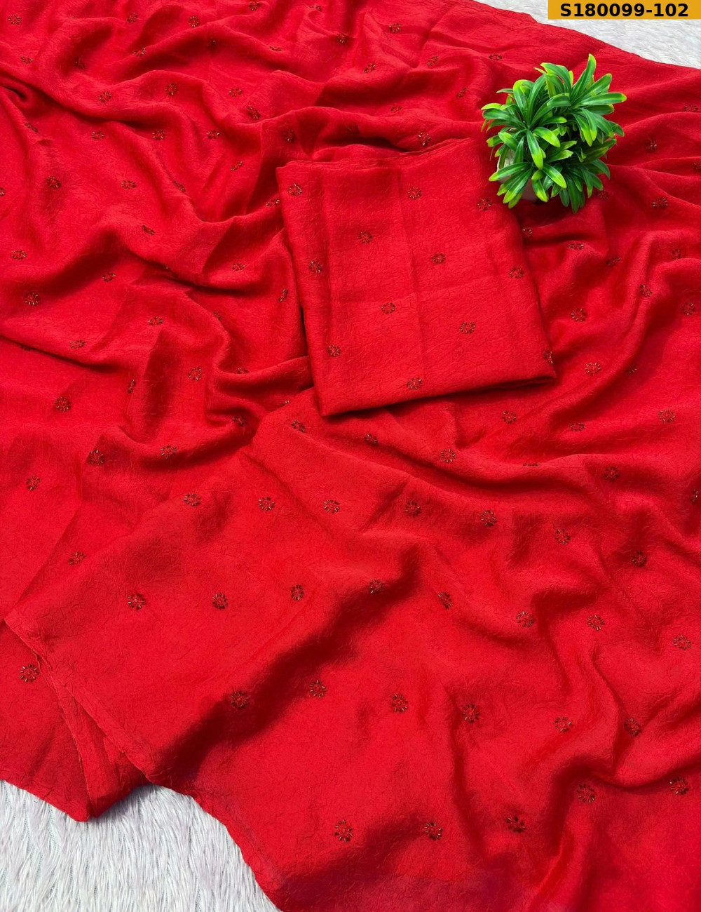 Premium Rangoli Crush Silk Saree with Elegant Sequence Embroidery