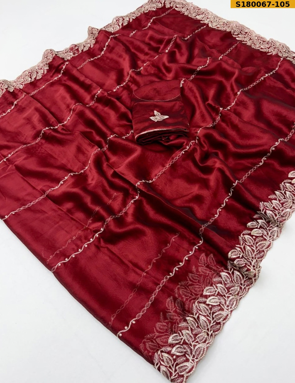 Premium Soft Rangoli Silk Saree with Elegant Thread Embroidery & Cutwork Border