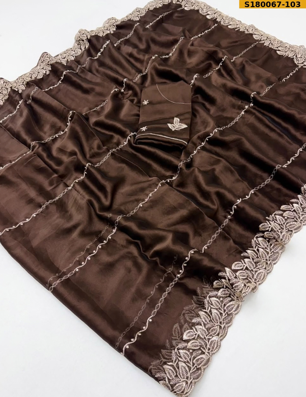 Premium Soft Rangoli Silk Saree with Elegant Thread Embroidery & Cutwork Border
