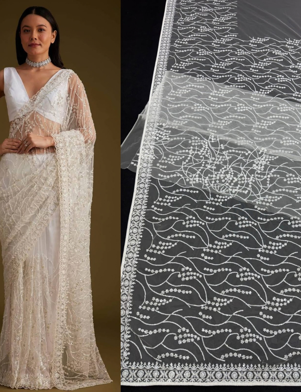 Premium Bollywood-Inspired Butterfly Net Saree with Heavy Sequins Embroidery