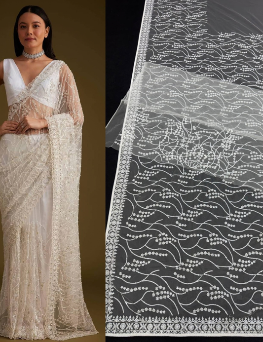 Premium Bollywood-Inspired Butterfly Net Saree with Heavy Sequins Embroidery